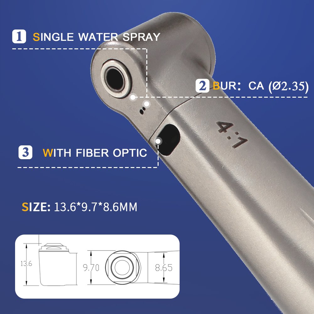 AI-X15L 4:1 Reduction Optical Single Spray For CA burs (2.35) contra angle Endodontic Handpiece Max Speed: 10,000 min-1