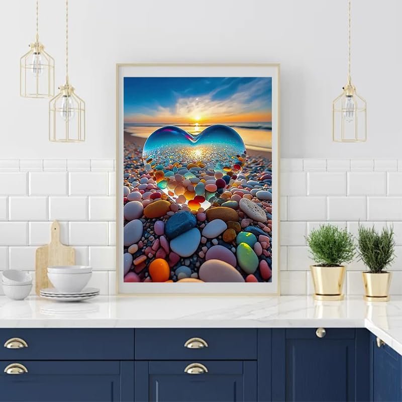 High Beauty Crystal Love Diamond Painting Dream Beach Diamond Painting Colorful Stone Diamond Painting 30*40cm
