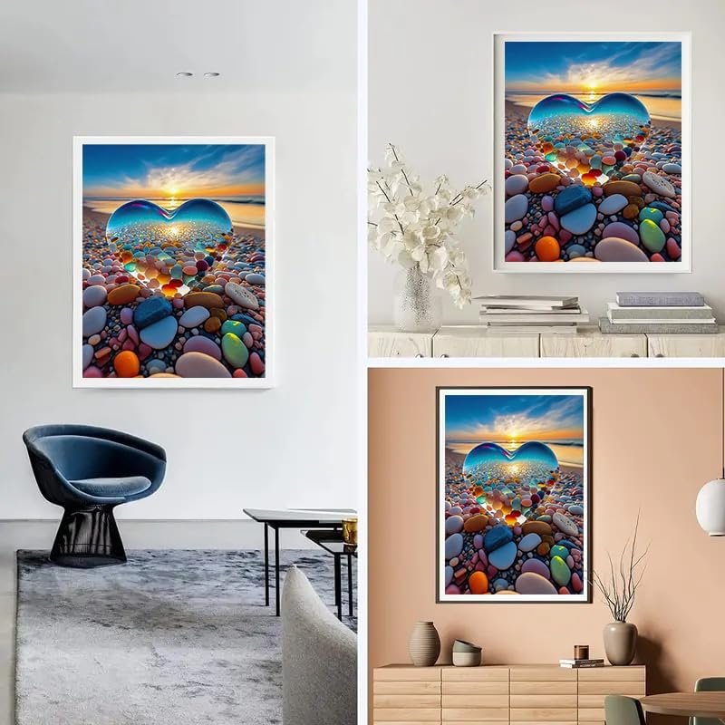 High Beauty Crystal Love Diamond Painting Dream Beach Diamond Painting Colorful Stone Diamond Painting 30*40cm