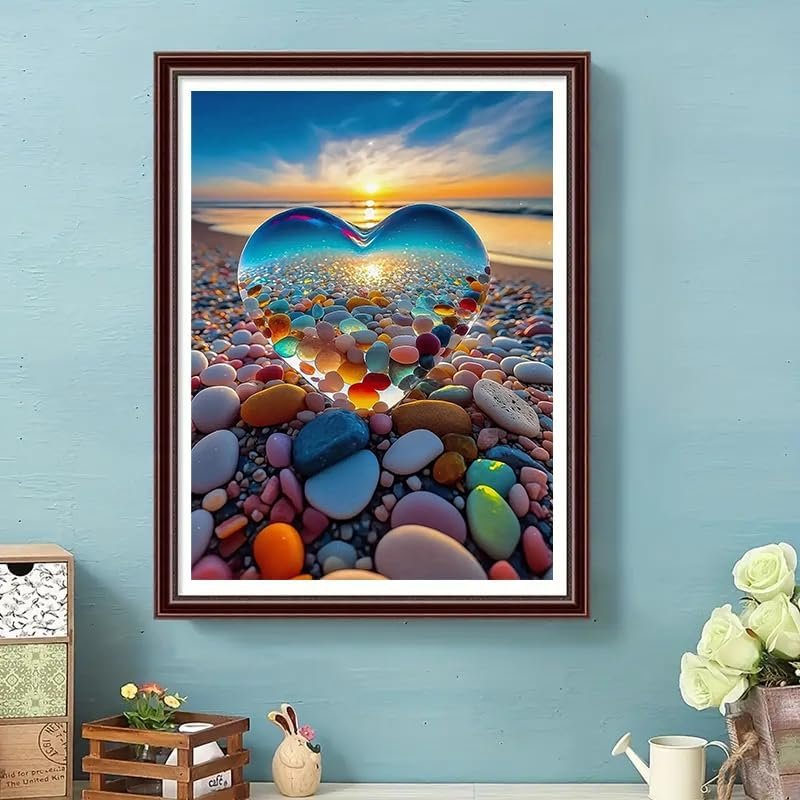 High Beauty Crystal Love Diamond Painting Dream Beach Diamond Painting Colorful Stone Diamond Painting 30*40cm