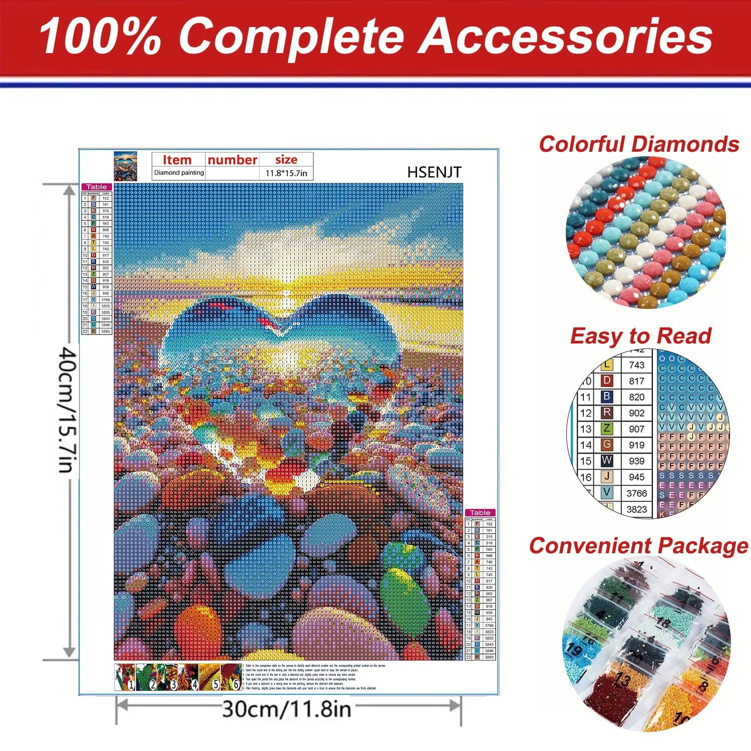 High Beauty Crystal Love Diamond Painting Dream Beach Diamond Painting Colorful Stone Diamond Painting 30*40cm