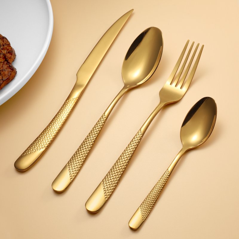 Best Selling Long And Silver Luxury Gold Cutlery Flatware Set Spoons