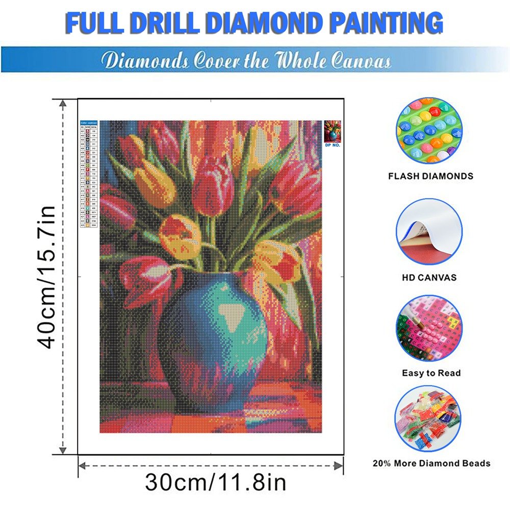 New Arrival Tulips In A Vase Acrylic 5D Diamond Painting Flower Full Round Diamond Embroidery Kit Crystals Painting For Kid Room