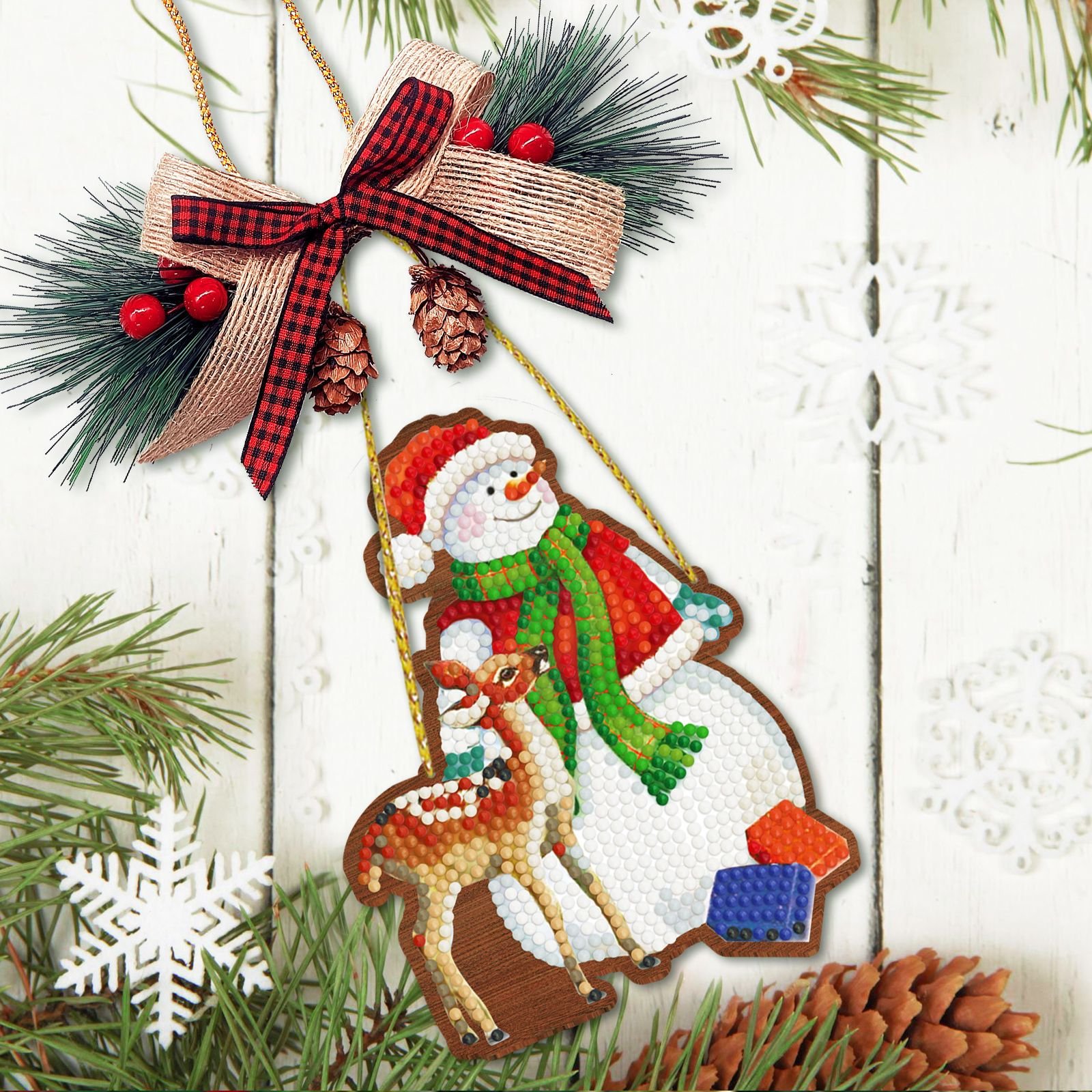 New Diamond Painting Christmas Pendant DIY Decorative Painting Wooden Christmas Tree Pendant Wholesale