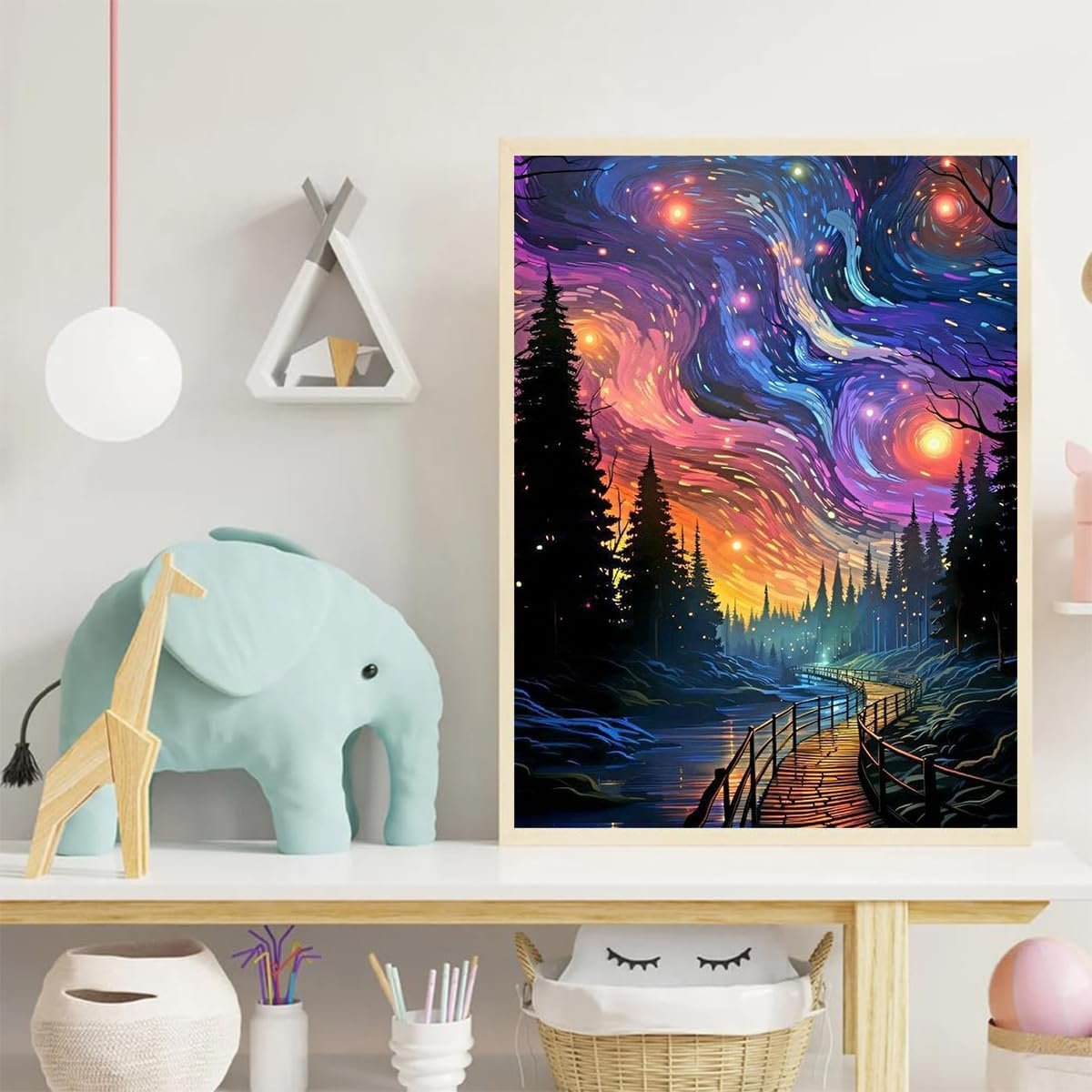 Adult Starry Sky Diamond Painting Set Round 5D Abstract Landscape Gemstone Art Set Home Wall Decoration Gift DIY Craft Set