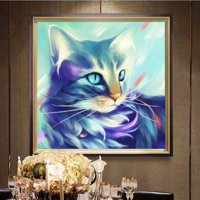 Diy Diamond Art Painting 5D Mosaic Diamond Embroidery Cross Stitch Home Decor Printed Cat Picture Rhinestones Animal Subject
