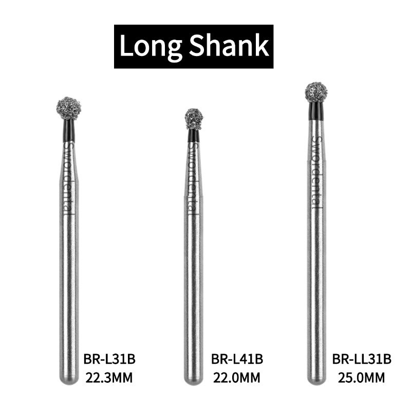 BR Type Dental Diamond Burs Drill Super Coarse Ball Round FG 1.6mm Polishing Teeth For High Speed Handpiece 10pcs/Pack