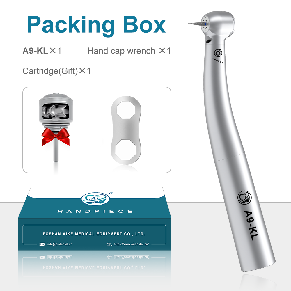 AI DENTAL AiKO Series A9-KL Dental High Speed Air Turbine Handpiece Optic Standard Head Stainless body Connect with K-Couplings