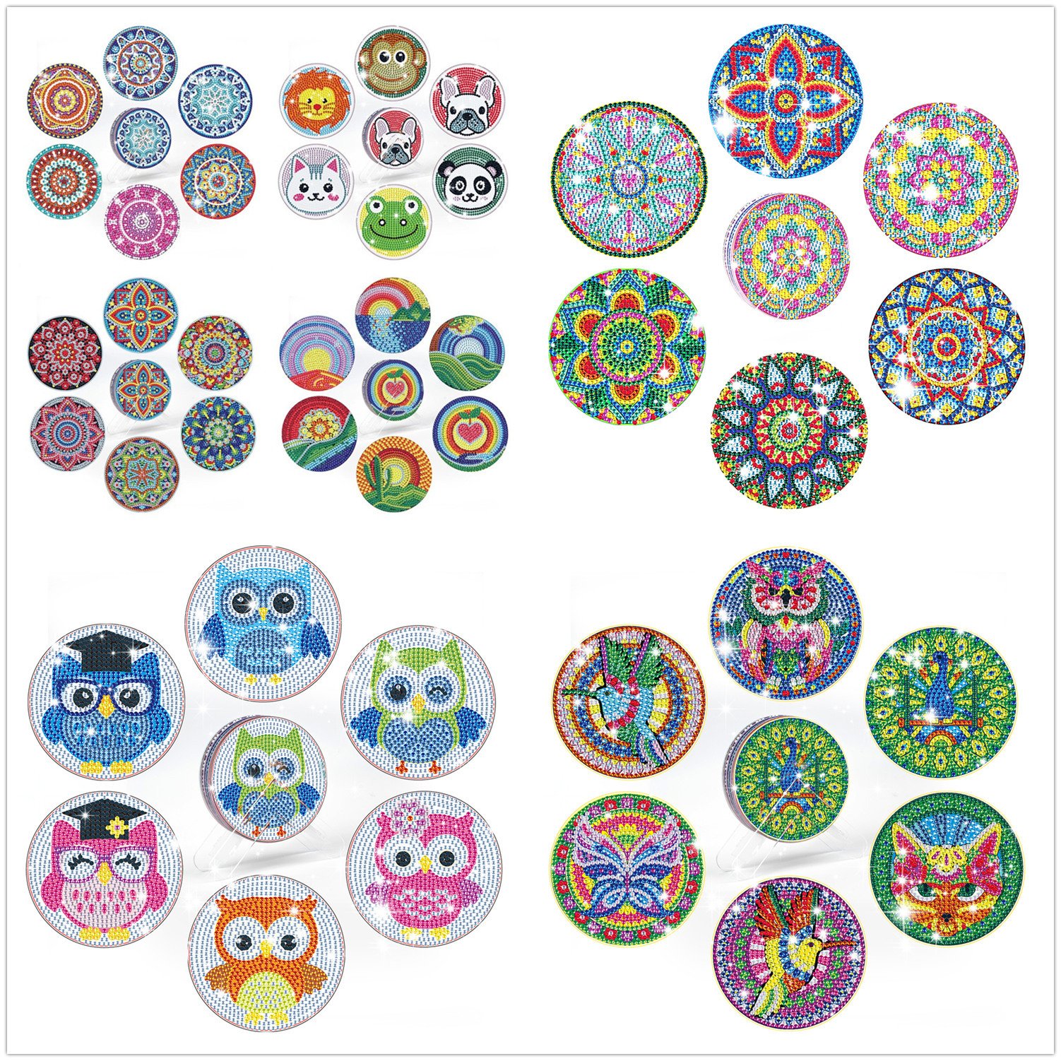 4pcs 5d Diamond Painting Coaster With Holder Flower Embroidery Cross Stitch Kits For Adults And Beginners Home Decoration Crafts