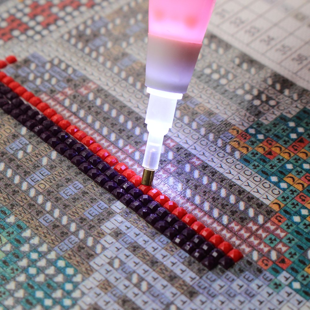 Cute Style 5d Diy Diamond Painting Pink LED Lighting Point Drill Pen Diamond Embroidery Tools Accessories One-headed Pen