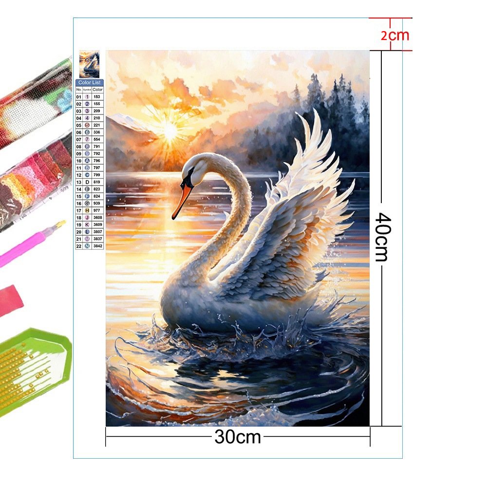 Rhinestone 5D DIY Diamond Painting Landscape Diamond Painting Swan For Gift Painting 5D Game Sunset For Living Room