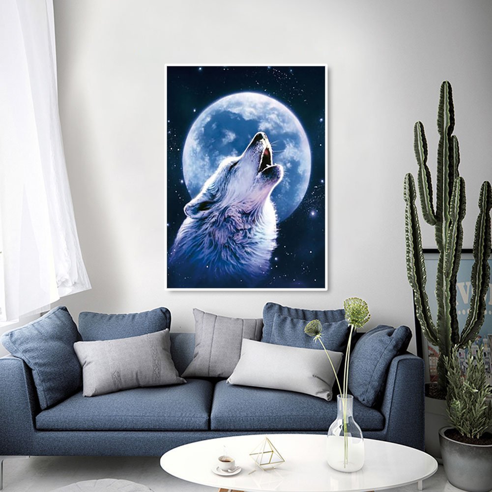 Wolf Moon Diamond Art Painting Landscape 5D Diamond Painting DIY Full Drill Home Decoration Custom Picture Wholesale