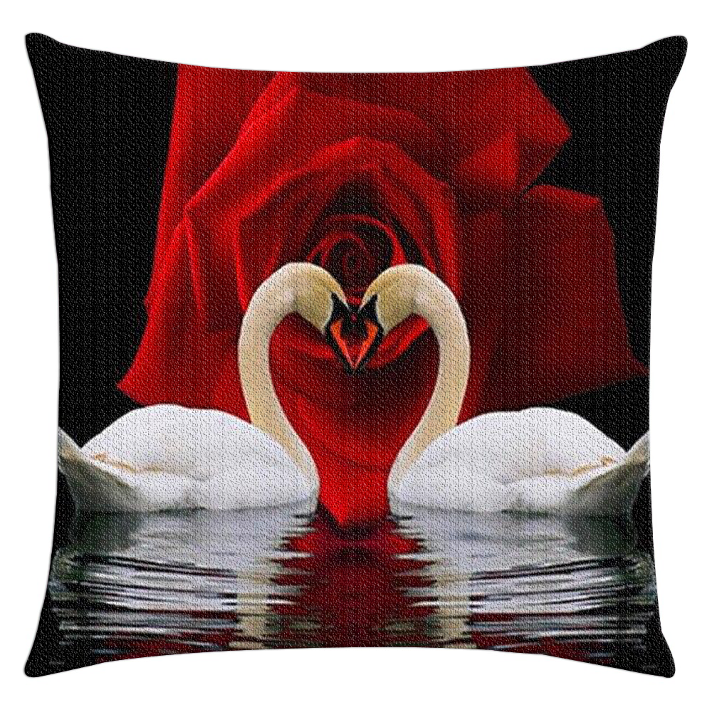 Wholesale Decorative swan in love diamond painting Luxury Pillow Case 40*40 Modern Design For Home Decor