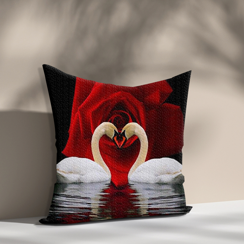 Wholesale Decorative swan in love diamond painting Luxury Pillow Case 40*40 Modern Design For Home Decor
