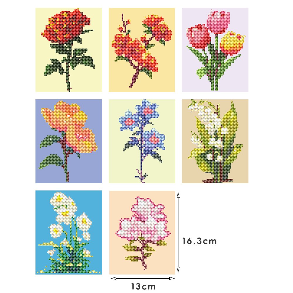 COOLEVE 8 Design DIY Kids 7-Sheet Diamond Painting Gem Mini Painting Kits 5D Beginner-Friendly Art Box Packing