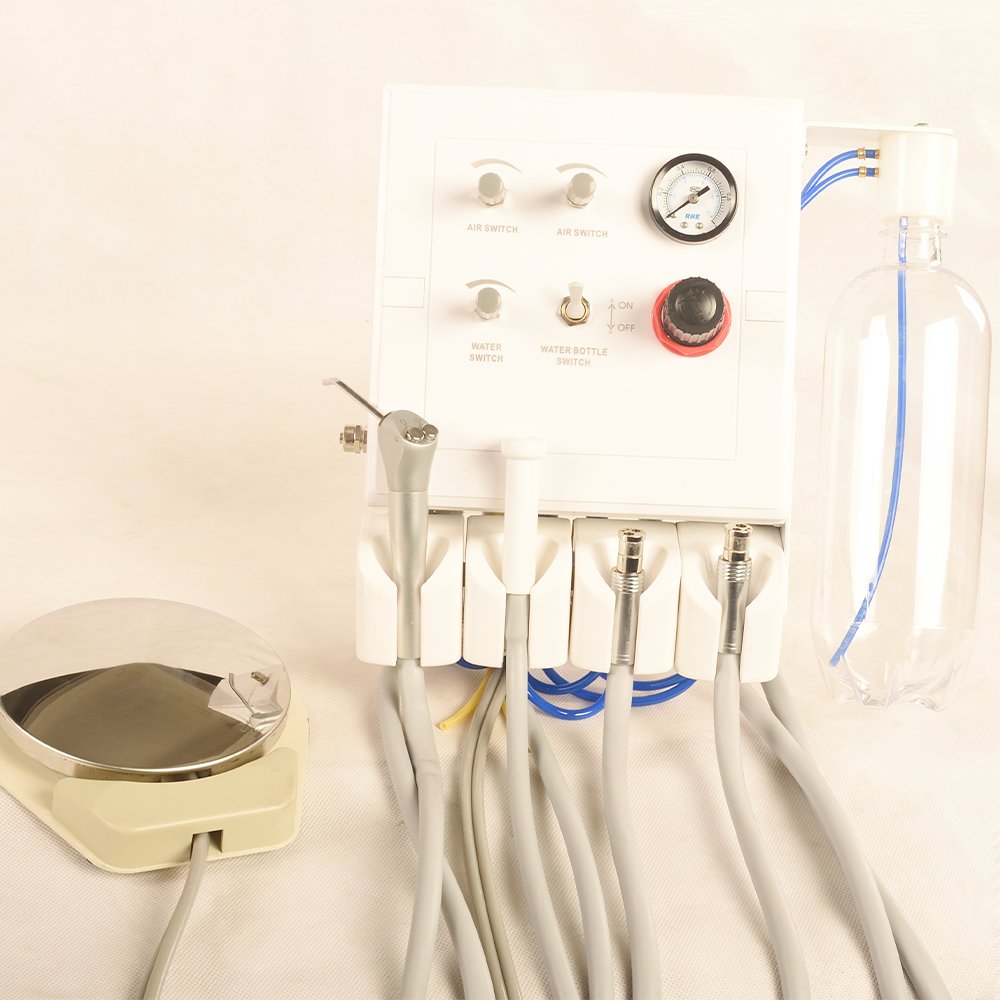 Dental Lab Portable Weak Suction Turbine Unit Air Compressor 3 Way Straw Wall-mounted Turbine 3 Way Syringe 2/4 Holes