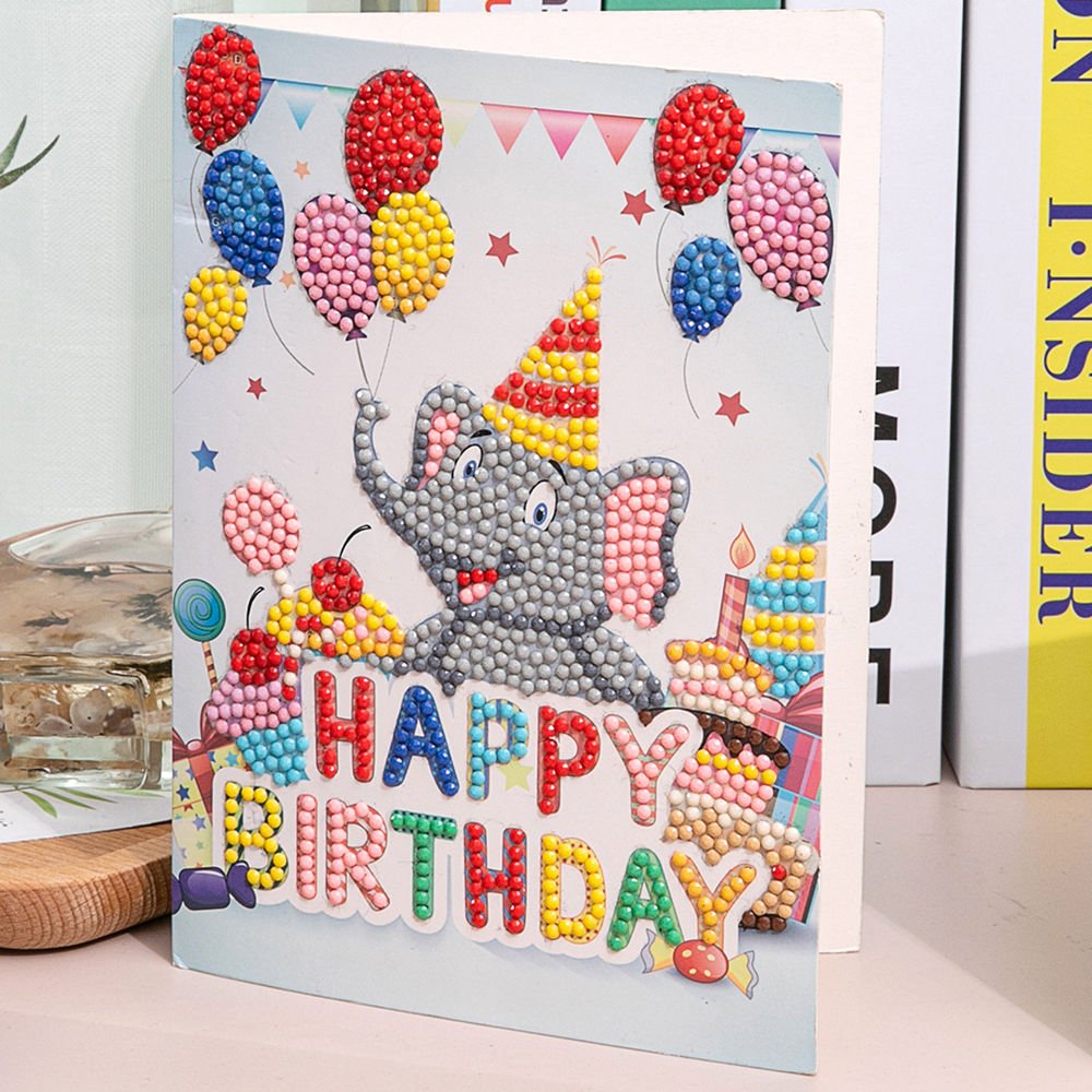 Diamond Painting Cards Happy Birthday Cards 5D DIY Special Diamond Painting Card Postcards Birthday Xmas Gift for Girls