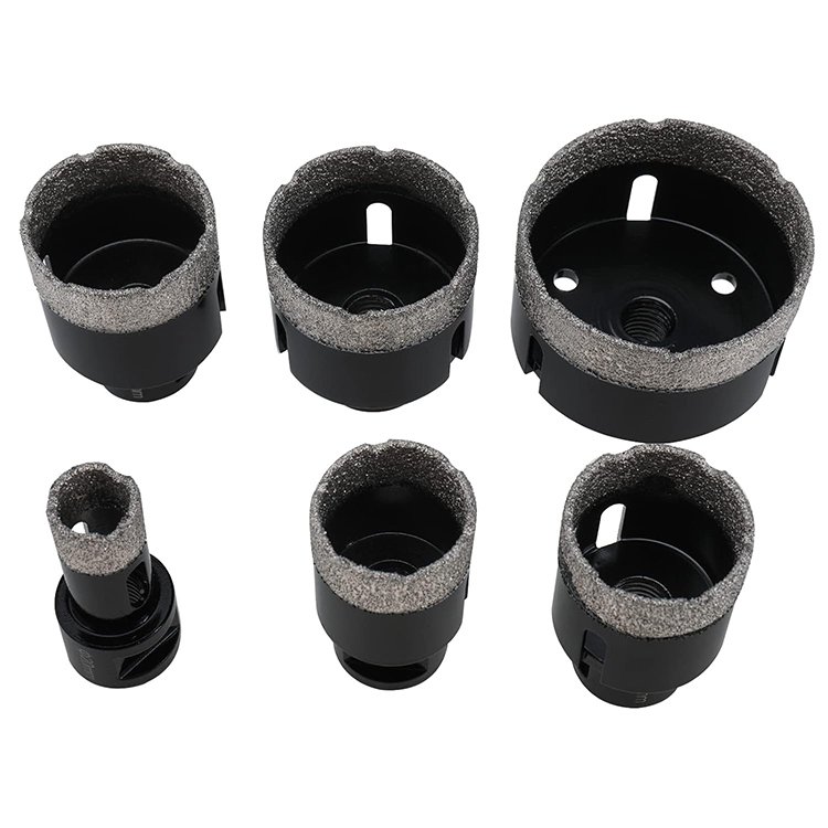 6Pcs Vacuum Brazed Diamond Dry Drilling Core Bits Set for Porcelain Tile Granite Marble Stone