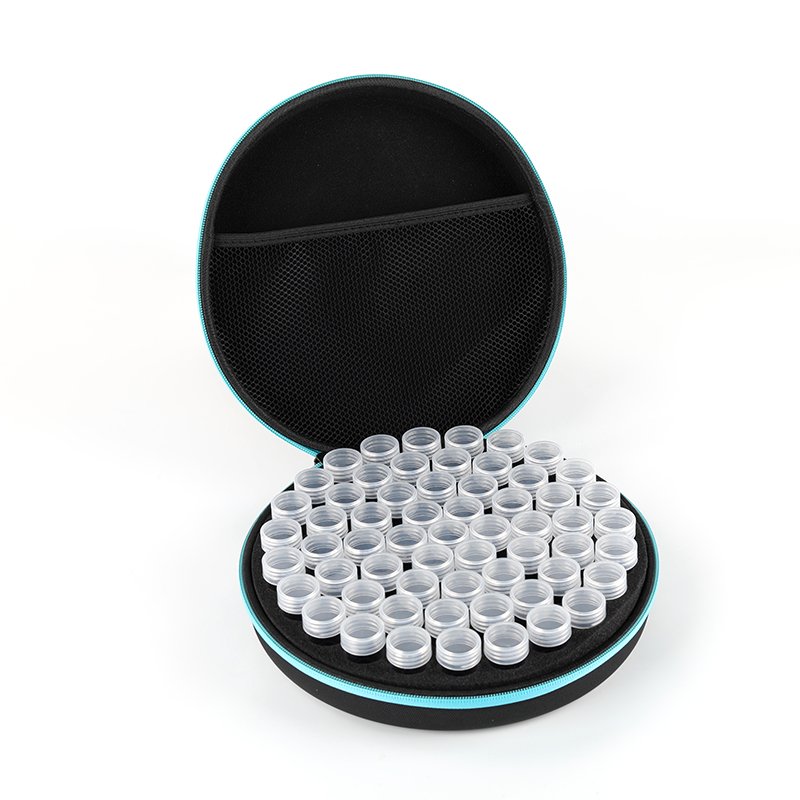 60 Pcs Heart-shaped Diamond Painting Storage Case Round Square Drill Crystal Beads Storage Bottles Round Portable Bag