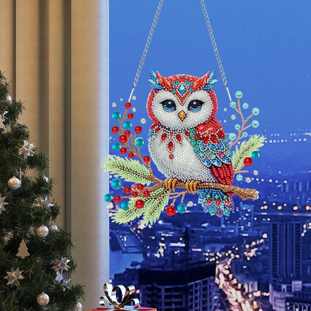 Wholesale DIY Owl Christmas Decor Diamond Painting Hanging Ornament Special Shaped 5D Acrylic Diamond Painting Irregular Pendant