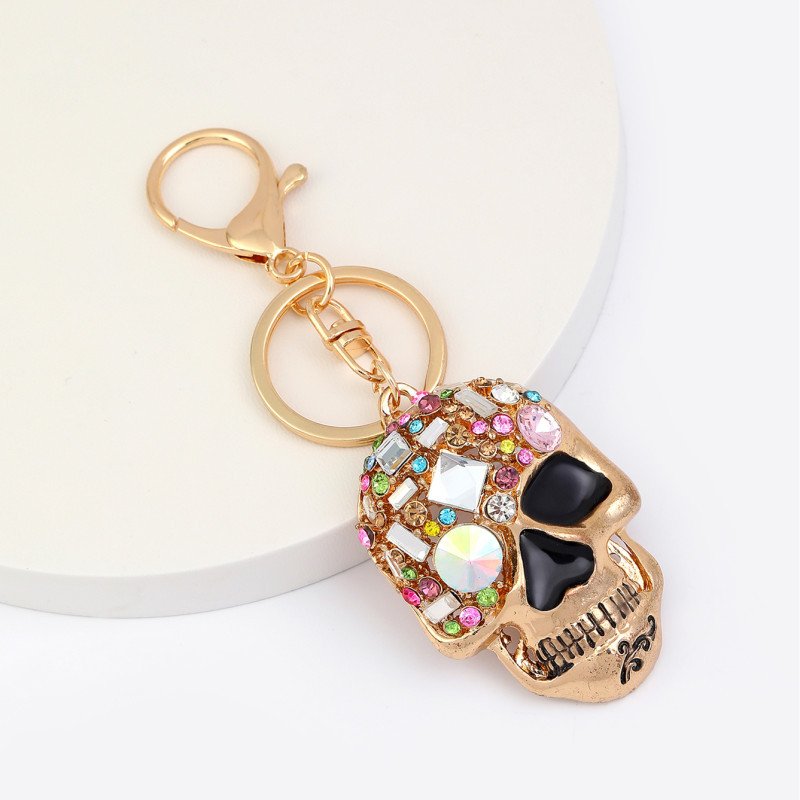 Skull Key Keychains 3D Creative Novelty Blings Crystal Skull Animal Keyrings for Women Girl Charm Purse Handbag Gift