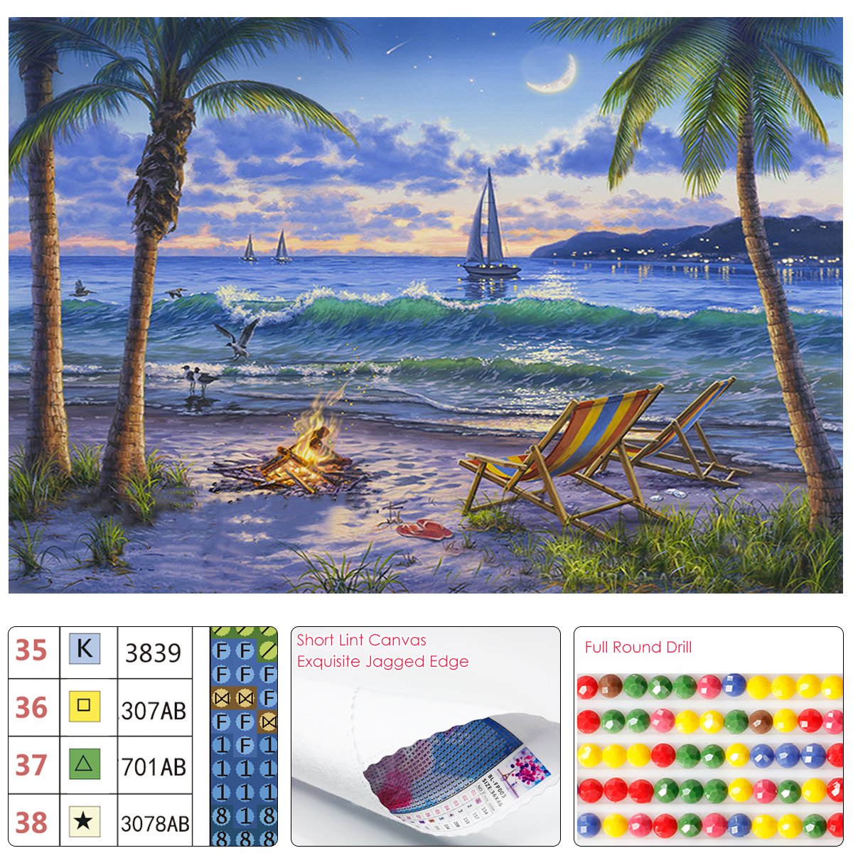 High End Short Lint Round Drill Diamond Dot Painting Landscape
