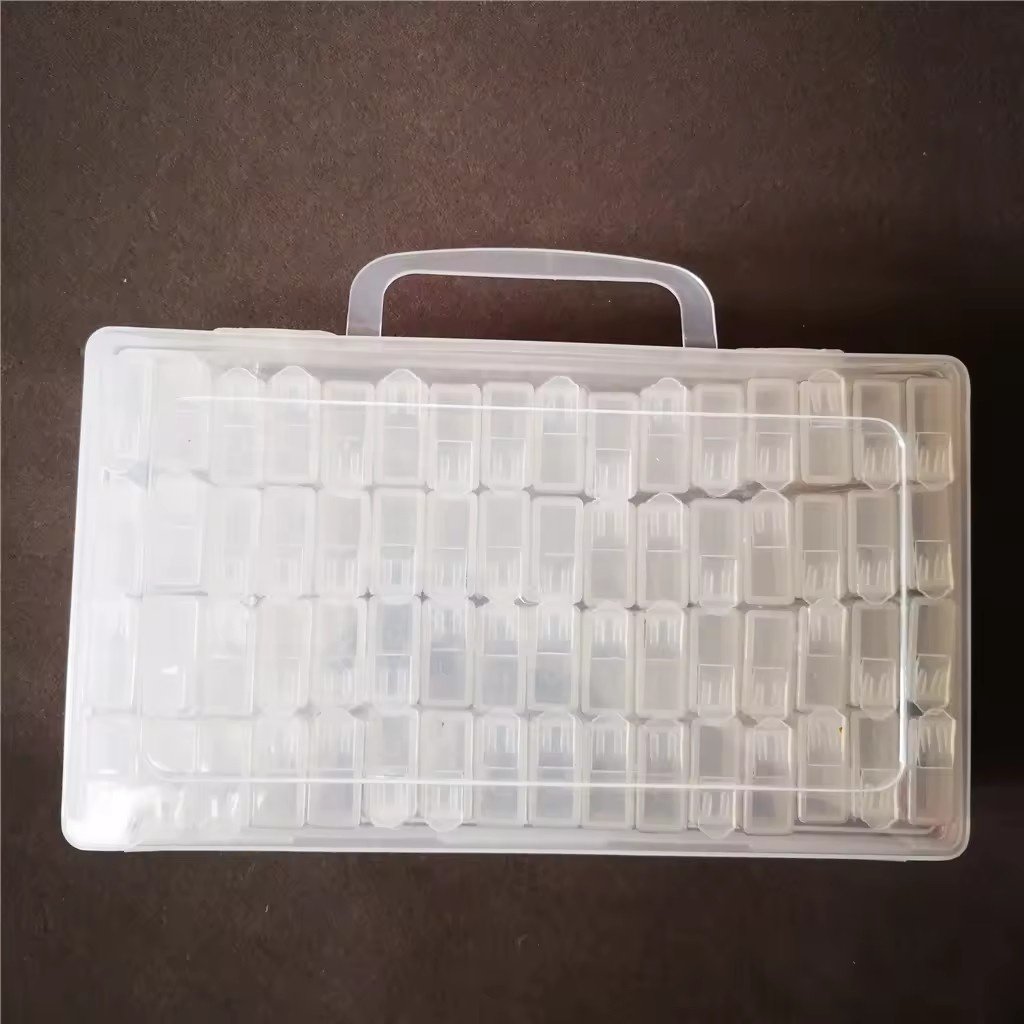 DIY Art Craft Jewelry Storage Containers 64 Grids Label Stickers Transparent Mini Plastic Diamond Painting Boxes Nail Storage