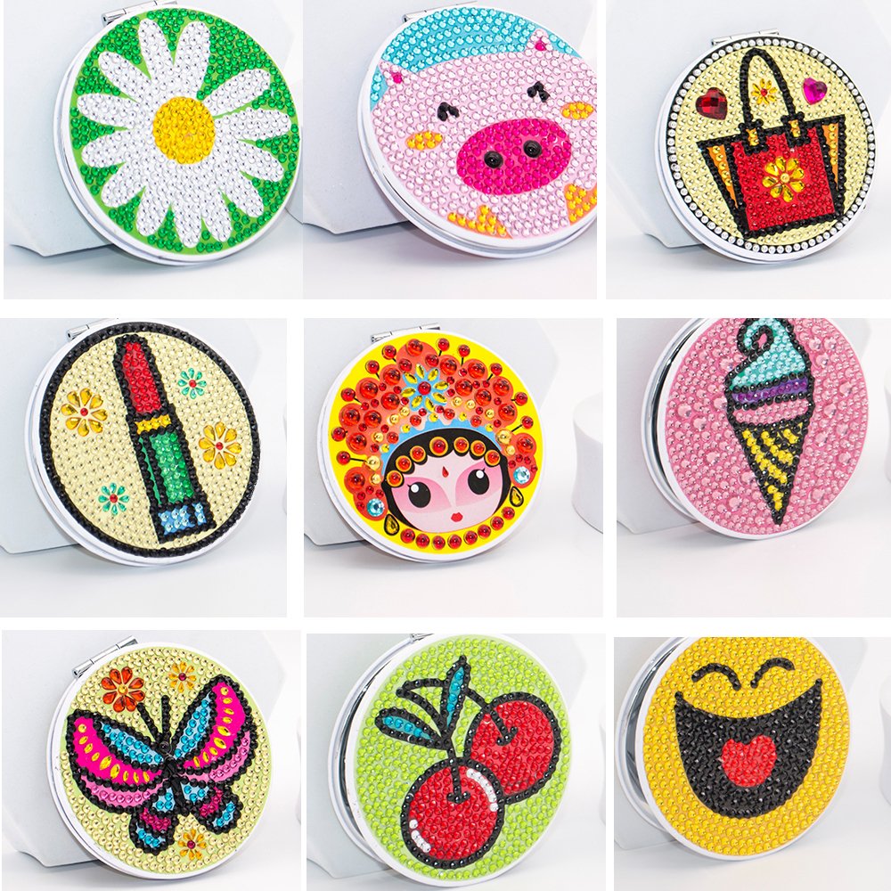 DIY Special Shaped Diamond Painting Mini Makeup Mirror Diamond Embroidery Cross Stitch Mini Mirror For Girls