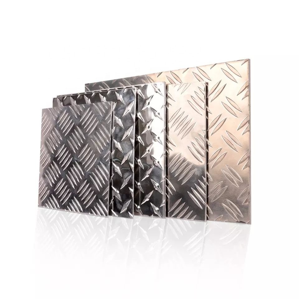 Bus car Anti-slip Aluminum checker plate sheet diamond and 5 bar pattern colored painting surface aluminum tread plate