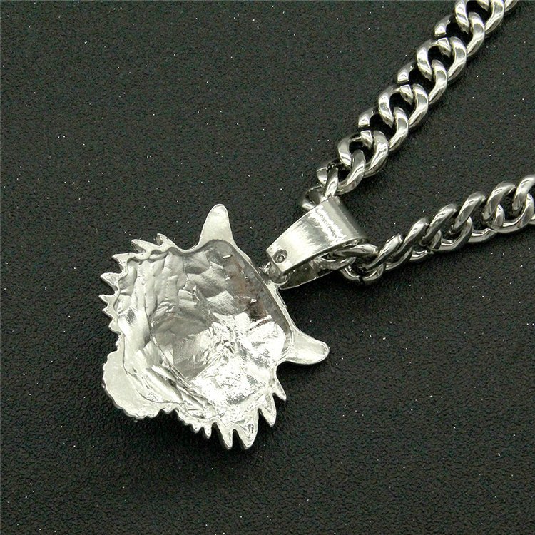 European and American Full of diamond painting gas guzzler head pendant Cuban chain necklace trendy nightclub men's necklace
