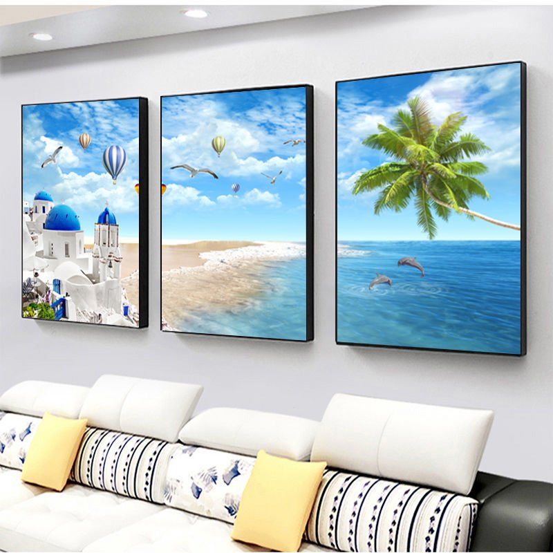 Living Room Decoration Wall Hanging 3pcs/set Frame Crystal Porcelain Diamond Triptych crystal glass art glass painting peacock