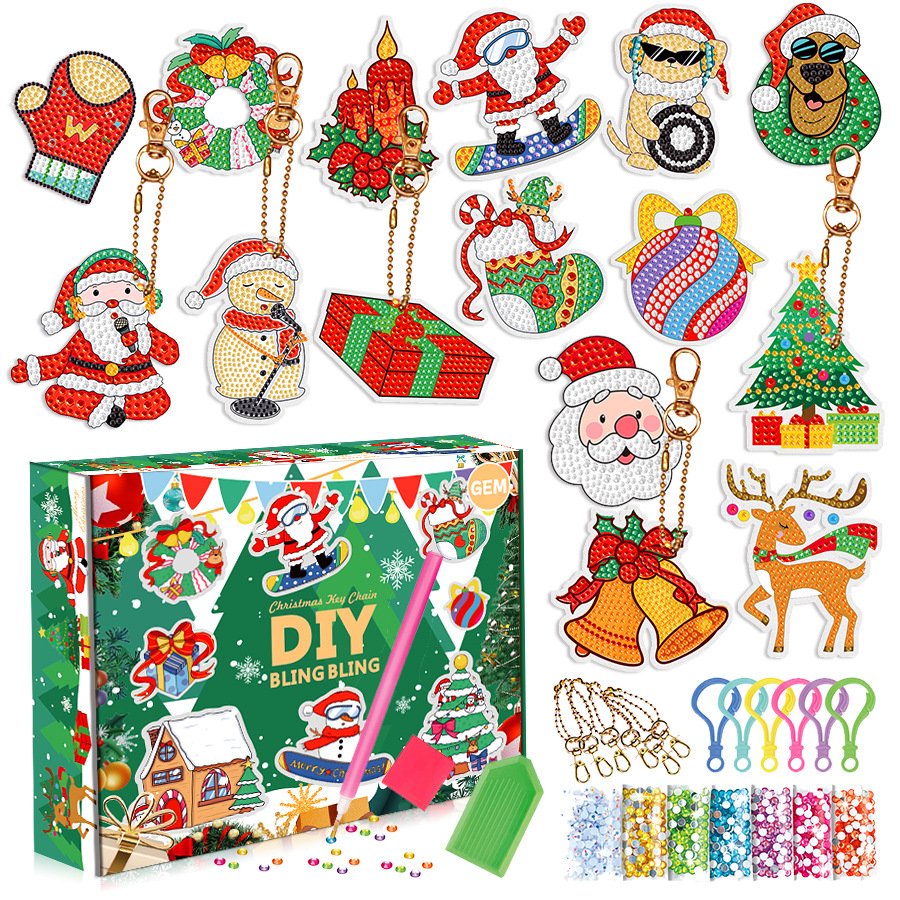 Christmas Gift Children Craft Art 5d Diy Diamond Keyrings Kids Craft Keychain Sets