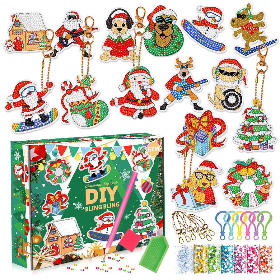 Christmas Gift Children Craft Art 5d Diy Diamond Keyrings Kids Craft Keychain Sets