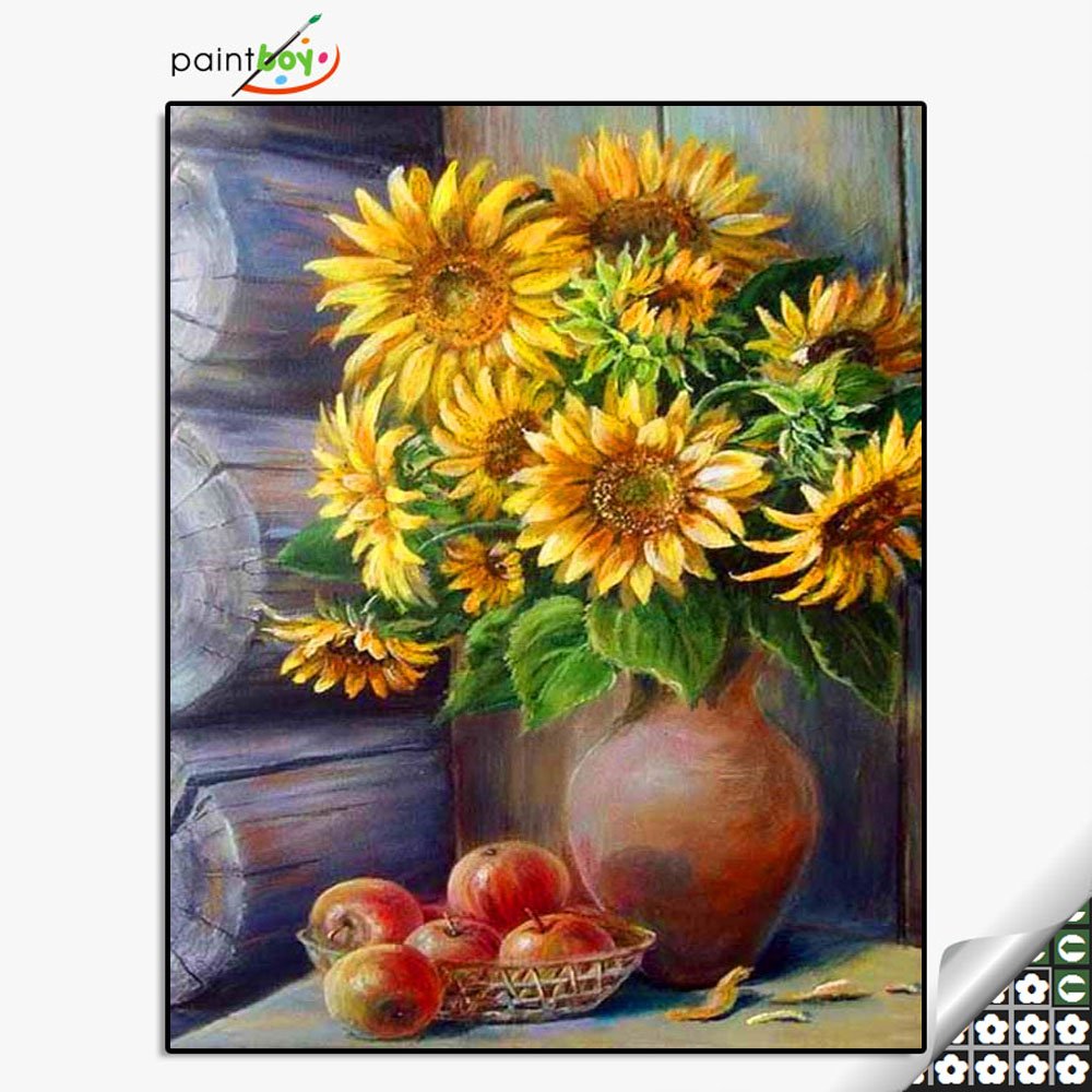 Paintboy 40*50 DIY beautiful sunflower round or square full drill unframed diamond painting kits home decoration
