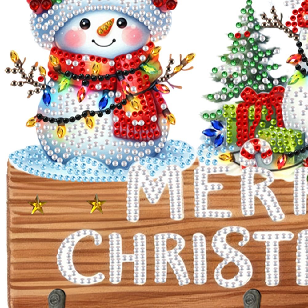 Wooden Christmas Snowman 5D DIY Craft Wall Hooks
