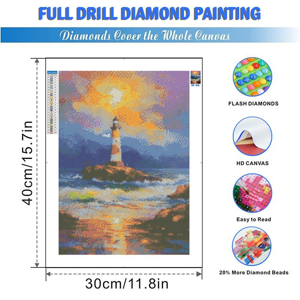 5d Diamond Painting Lighthouse Landscape Mosaic Cross Stitch Kits Rhinestones Embroidery Wave Landscape Seaside Gift