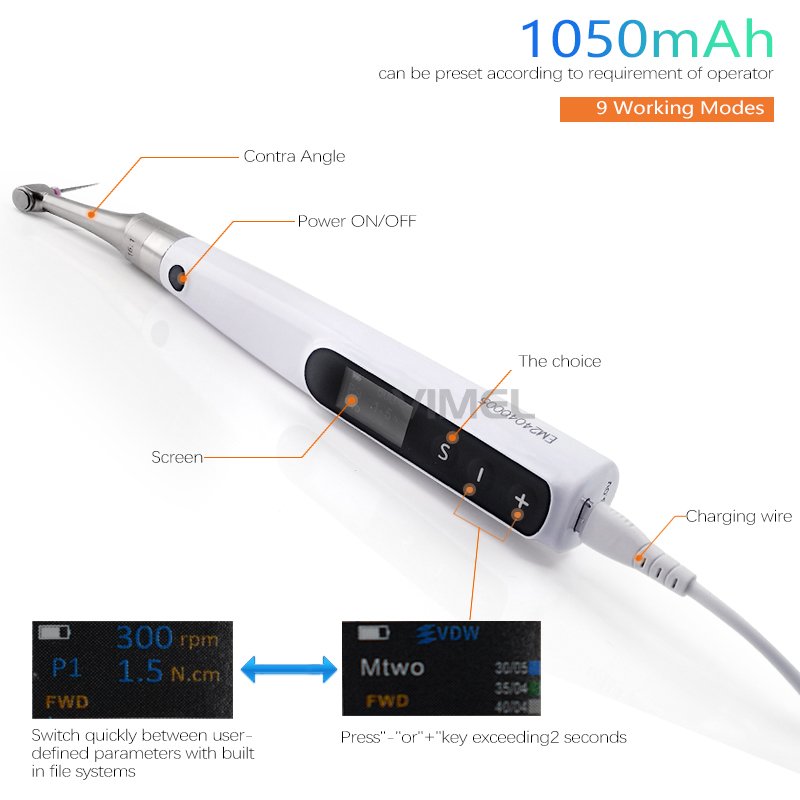 2 in 1 Dental Endodontic Root Canal Files Contra Angle Wireless LED withApex locator Endo Motor Oral Therapy