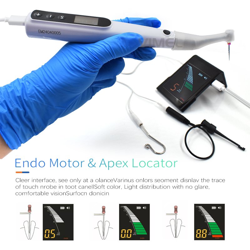 2 in 1 Dental Endodontic Root Canal Files Contra Angle Wireless LED withApex locator Endo Motor Oral Therapy