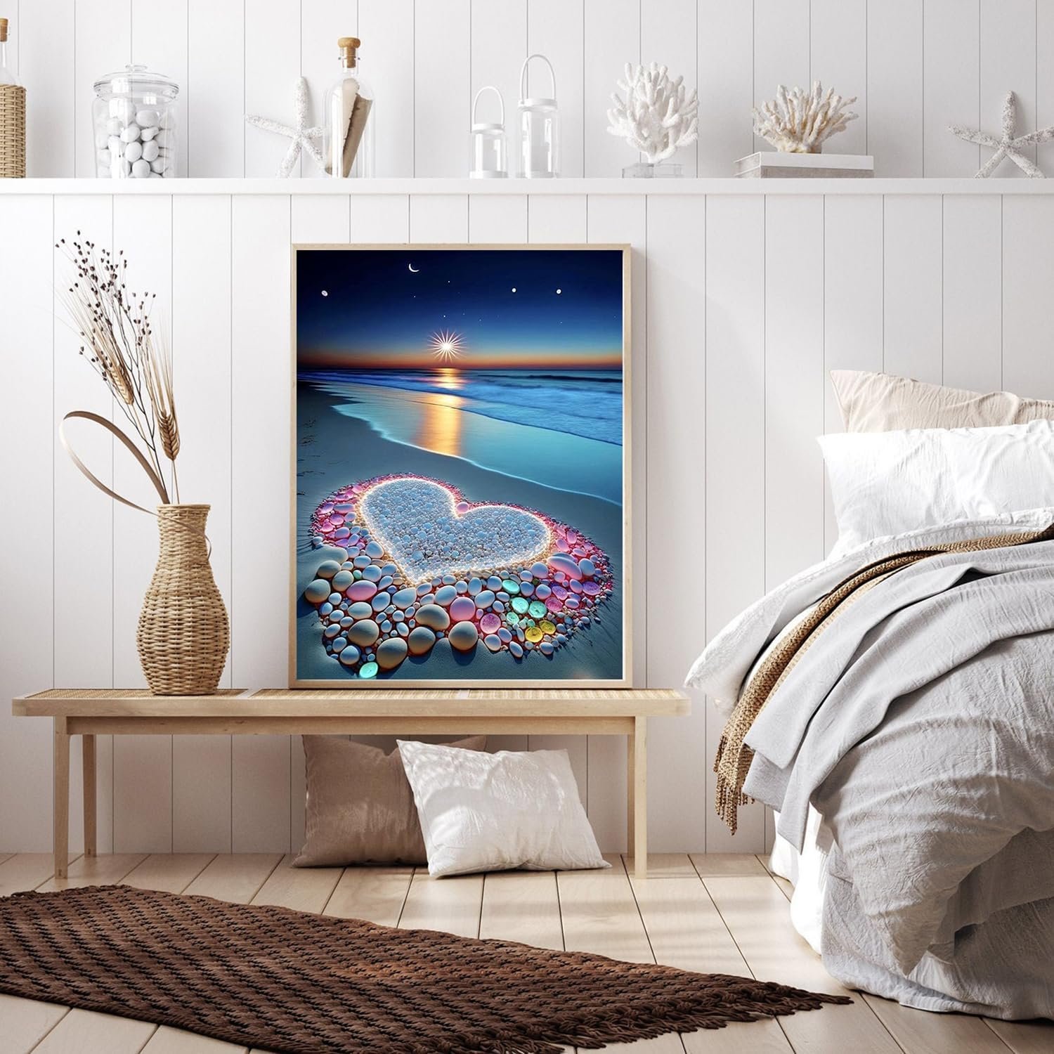 Sparkling Love Diamond Painting Creative Beach Diamond Painting Beach Scenery Diamond Painting 30*40cm