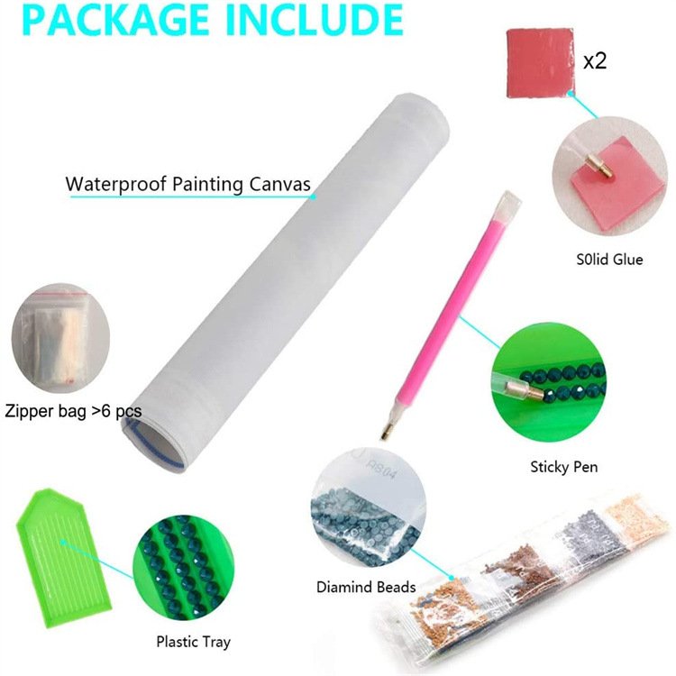 Easy DIY 5D Diamond Painting Kits for Kids Beginners Small Full Drill with Animal Landscape Printed Cartoon Design without Frame