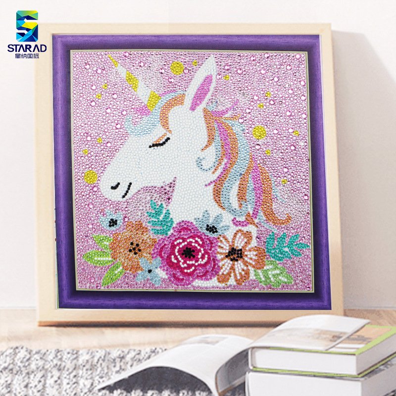 Easy DIY 5D Diamond Painting Kits for Kids Beginners Small Full Drill with Animal Landscape Printed Cartoon Design without Frame