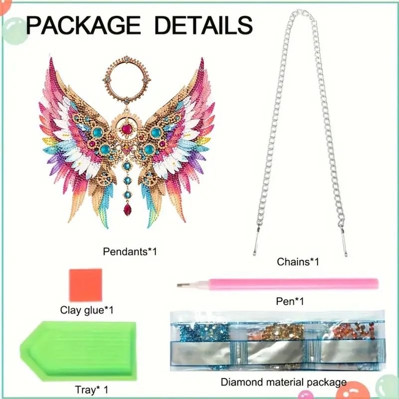 1PC Custom Colorful Wings DIY Diamond Painting Hanging Ornament Special Shape Acrylic Diamond Painting Irregular Pendant