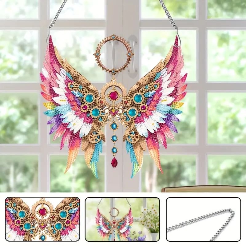 1PC Custom Colorful Wings DIY Diamond Painting Hanging Ornament Special Shape Acrylic Diamond Painting Irregular Pendant