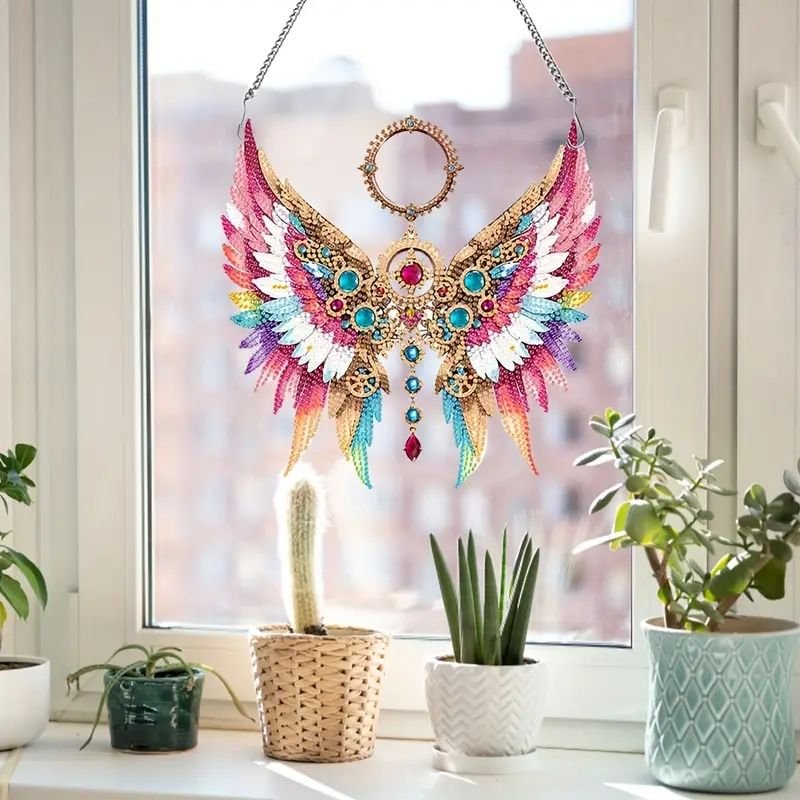1PC Custom Colorful Wings DIY Diamond Painting Hanging Ornament Special Shape Acrylic Diamond Painting Irregular Pendant