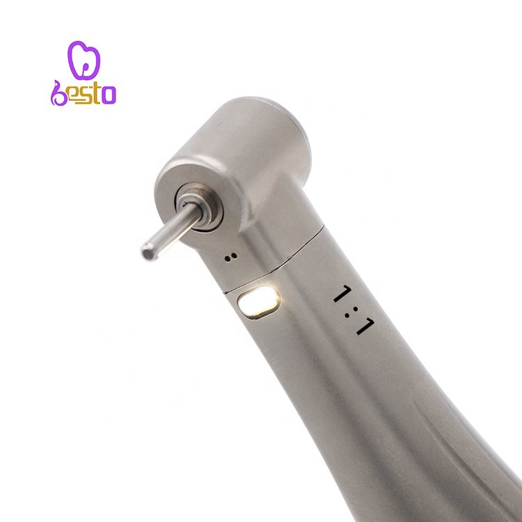 Dental 1:1 Fiber Optic Contra Angle with FG1.6mm Push Botton Low Speed Handpiece Dentistry Stainless Steel Turbine Contra Angle