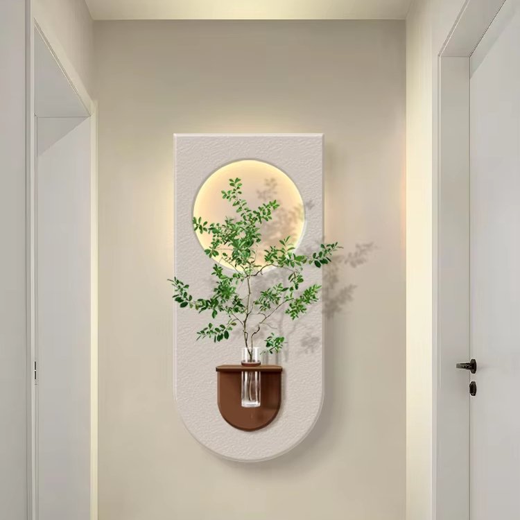 New Trend Nordic acrylic UV cutting sandstone surface decorative painting with led lights and vase decoration interior house