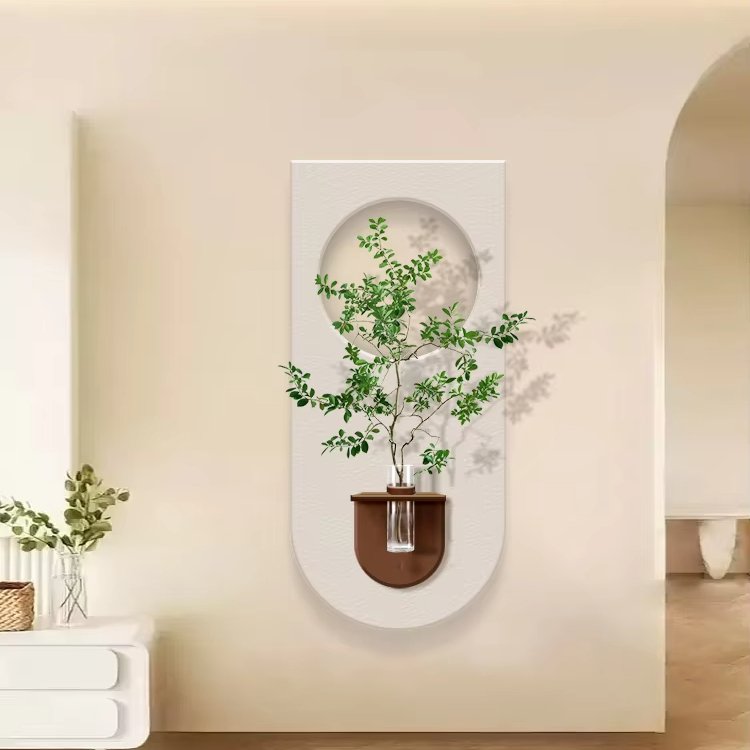 New Trend Nordic acrylic UV cutting sandstone surface decorative painting with led lights and vase decoration interior house