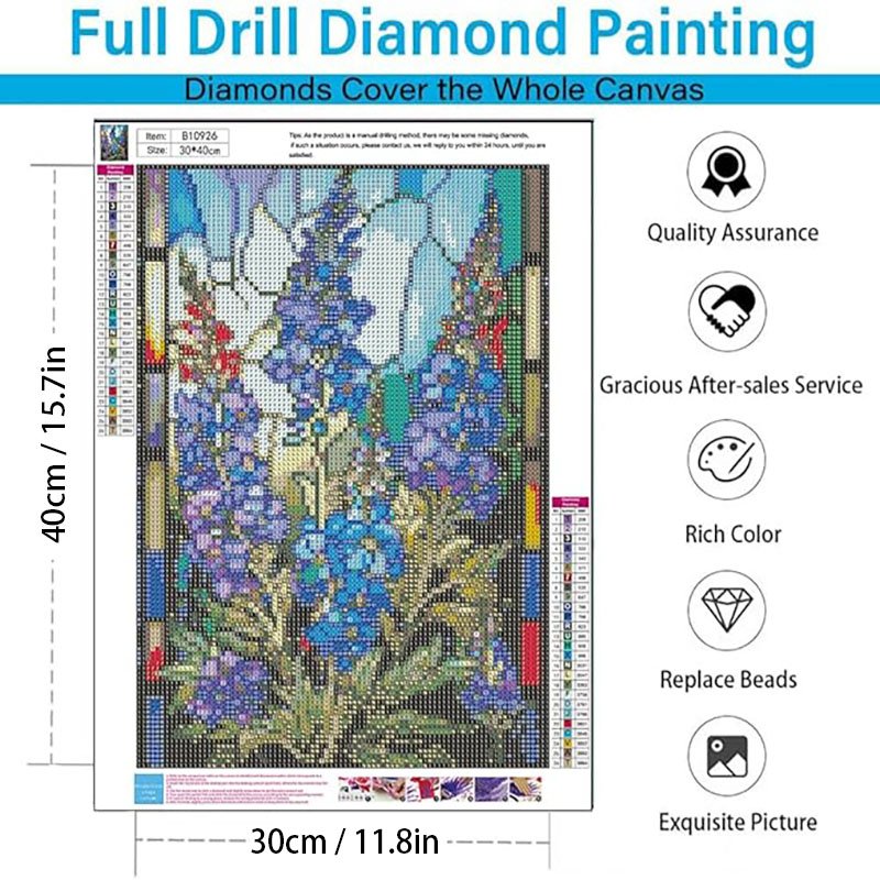 Blue purple flower sea diamond painting flower series painting 5DDIY full diamond embroidery paintings and wall decoration arts