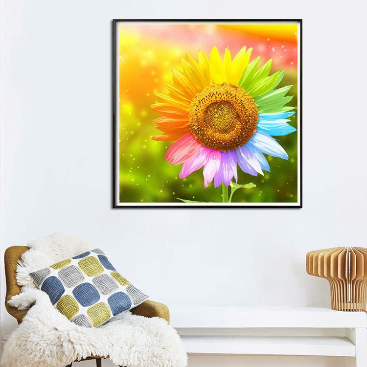 Flower Colorful Diamond Painting Poured Glue Full Square Drill 5D DIY Rhinestone Home Decor Diamond Embroidery S2F1276