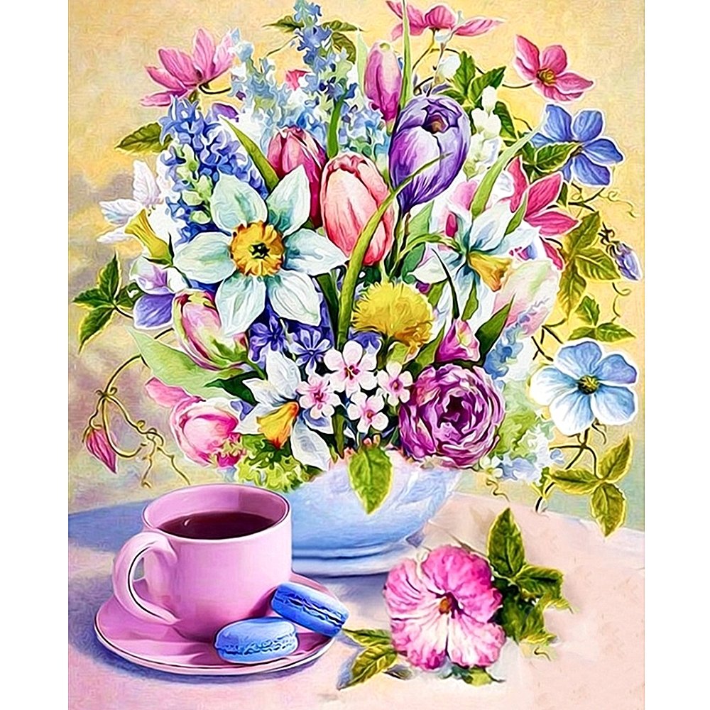 Beautiful flowers high quality wholesale full diamond painting 5D painting diamond set for adults